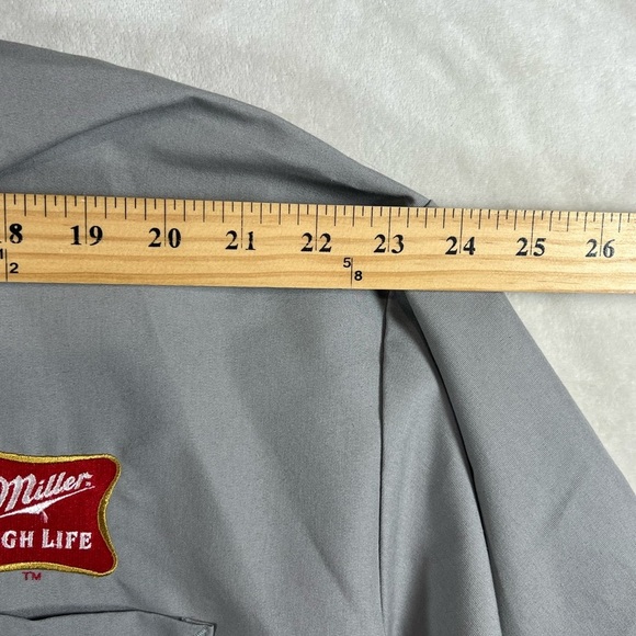 Official Miller High Life Red Kap 4XL Button Front Short Sleeve Gray Work Shirt - Picture 8 of 9